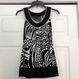 IZ Black and White Print Halter Tank Top